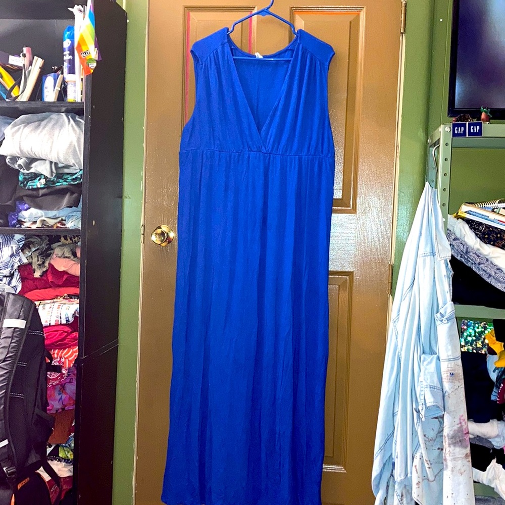 Royal Blue Deep V Maxi Dress